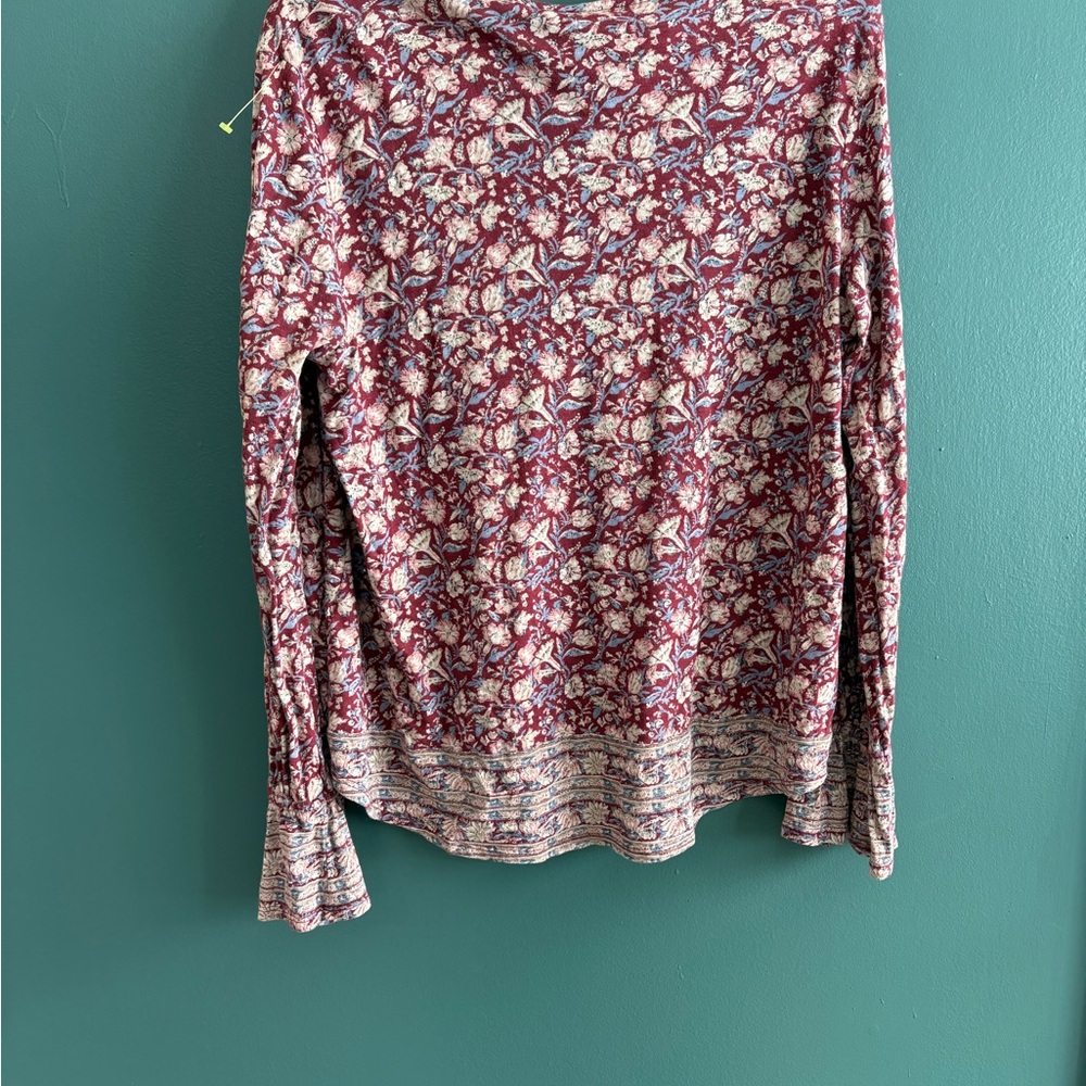 Lucky Brand Floral Scoop Neck Long Sleeve Top Boho floral size L - Picture 3 of 3